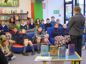 Local writer Joanna Orwin talking to students attending the Canterbury Zone launch.