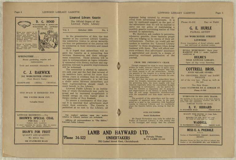 Image of Linwood Library Gazette October 1935