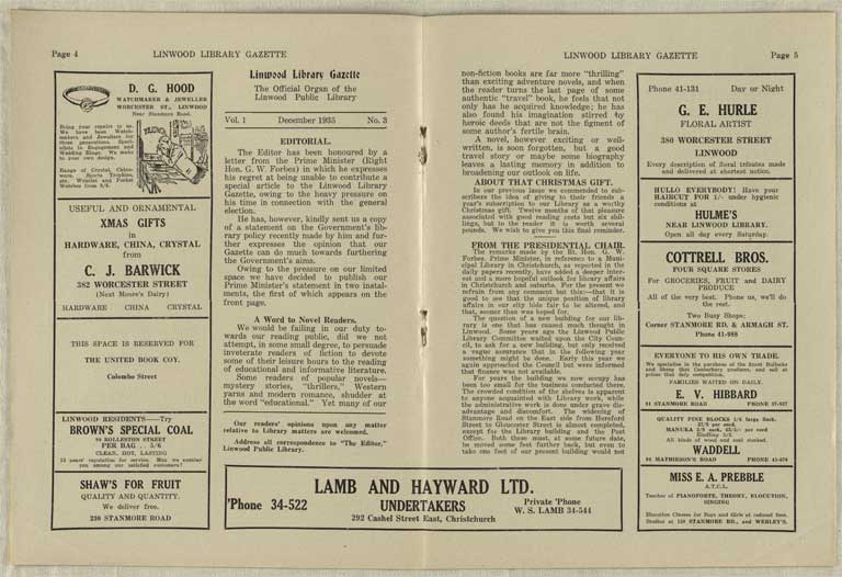 Image of Linwood Library Gazette December 1935