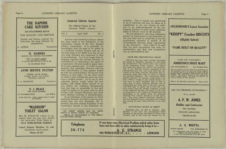 Image of Linwood Library Gazette April 1937