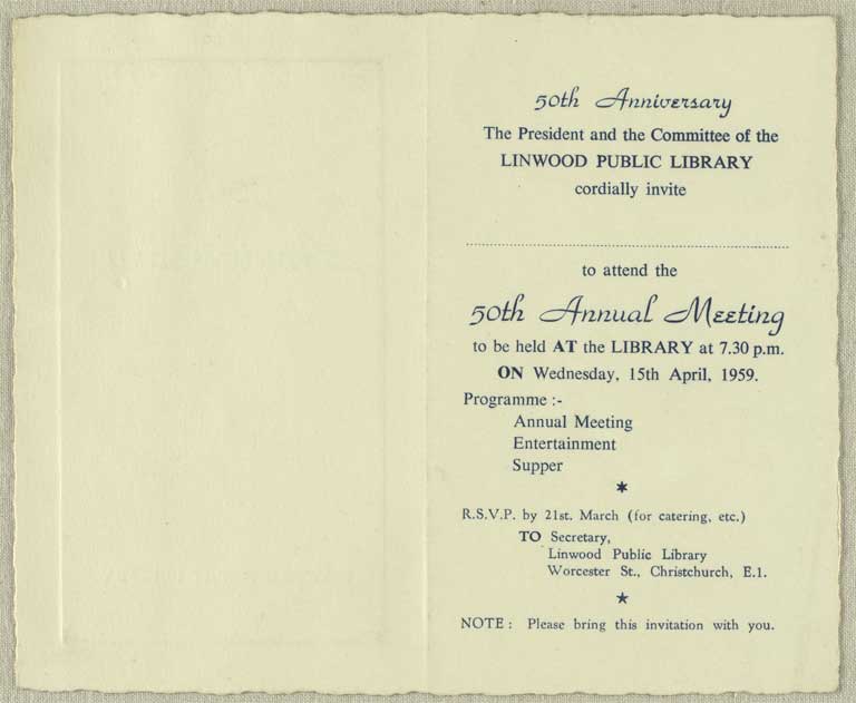 Image of 50th Anniversary. The President and the Committee cordially invite 1959