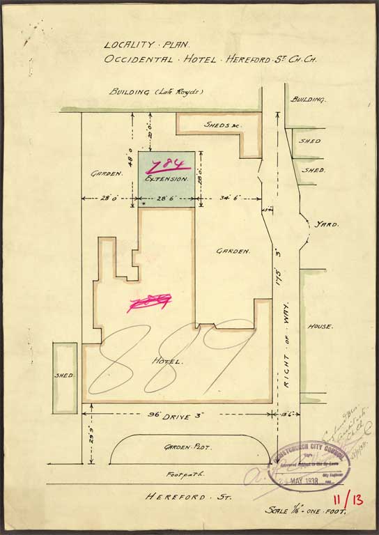Locality Plan Occidental Hotel Hereford Street 25 May 1938 Image 2 of 3