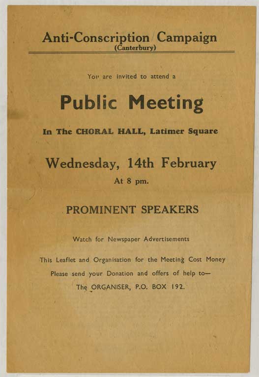 You are invited to attend a public meeting in the Choral Hall, Latimer Square, Wednesday 14th February 