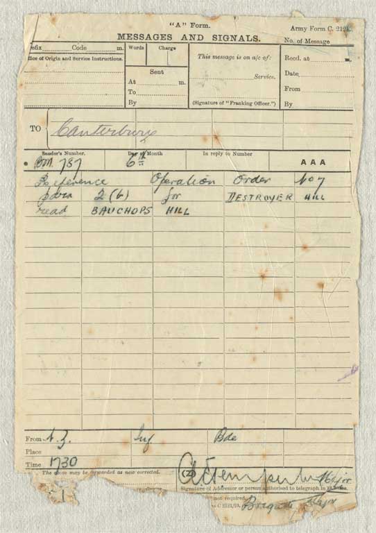 Gallipoli campaign : operation and transport orders, memoranda and other papers issued to the Canterbury Infantry Battalion at Lemnos, January-September 1915 