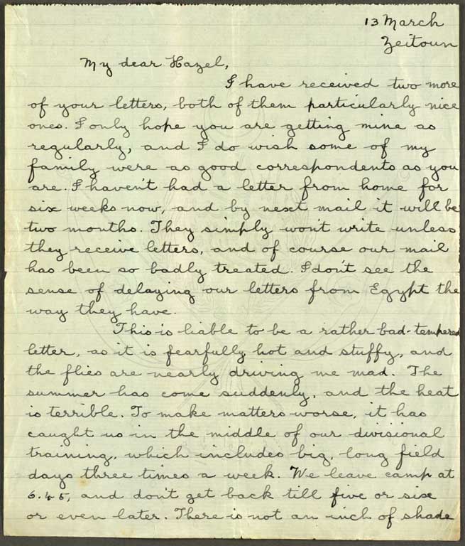 [Letter to Hazel] 13 March [1915]