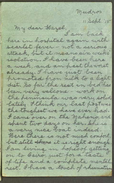 [Letter to Hazel] 11 Sept '15