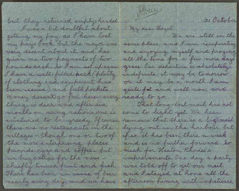 [Letter to Hazel] 31 October [1915]