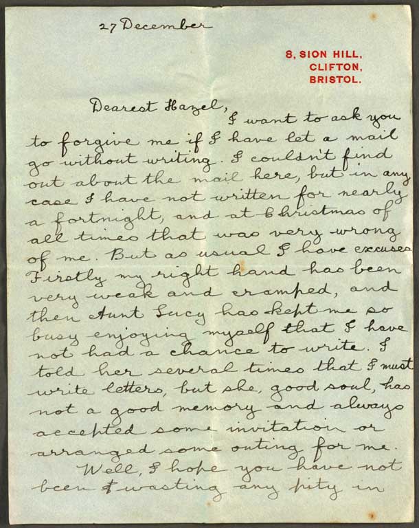 [Letter to Hazel] 27 December [1916]