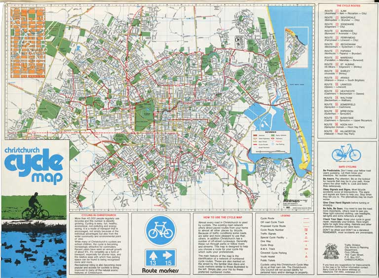 Christchurch cycle map. 1983 