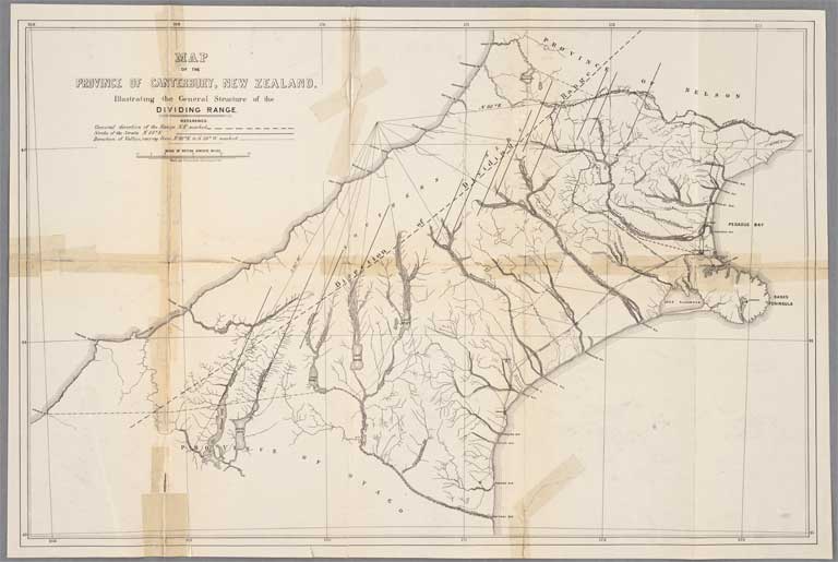 Map of the Province of Canterbury ... illustrating the general structure of the dividing range 1865 