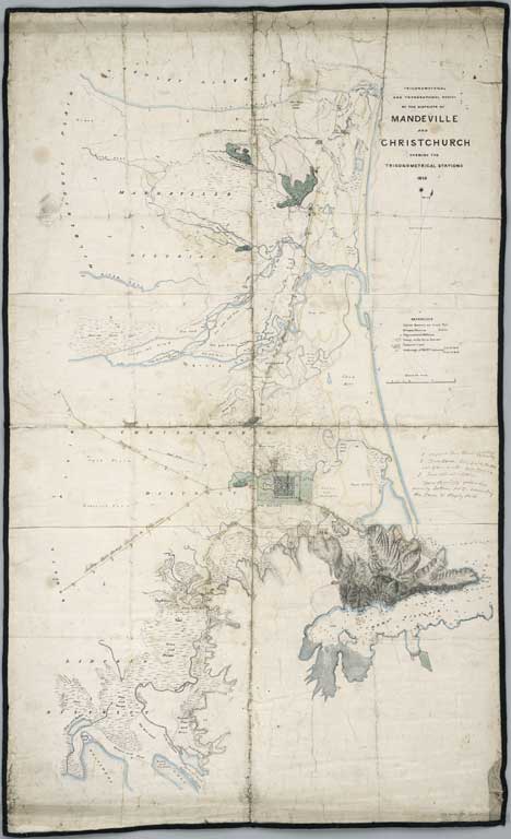 Trigonometrical and topographical survey of the districts of Mandeville and Christchurch: shewing the trigonometrical stations, 1850 / J. Thomas, chief surveyor. 1850 