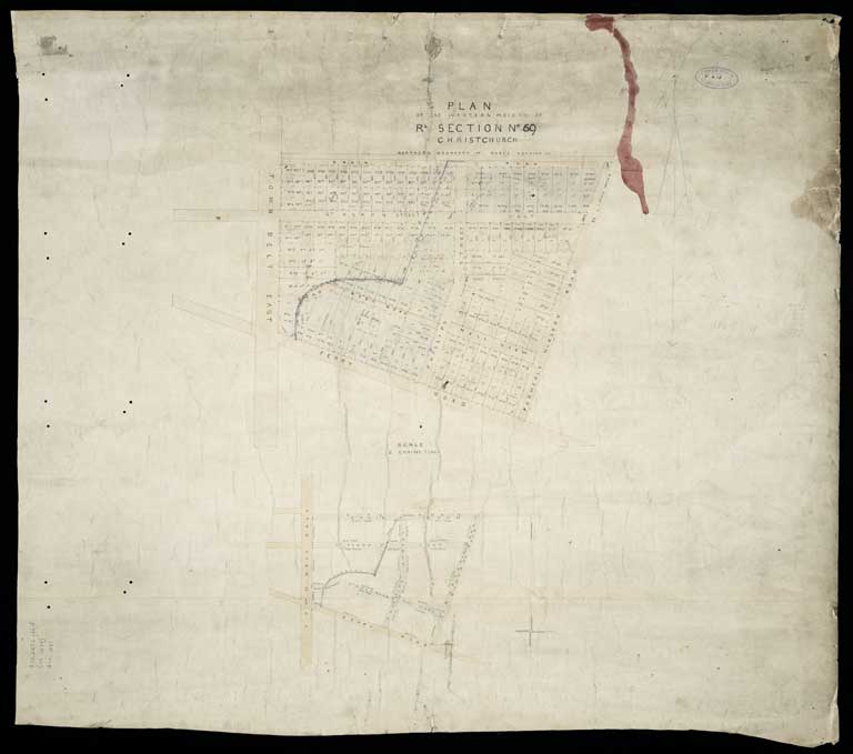 Plan of the western moiety of RI. section no. 69, Christchurch . [ca. 1879]. 
