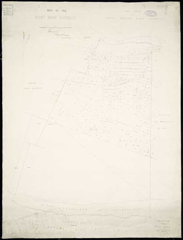 Map of the Cust Road District Thomas Cass, Chief Surveyor. 1866 