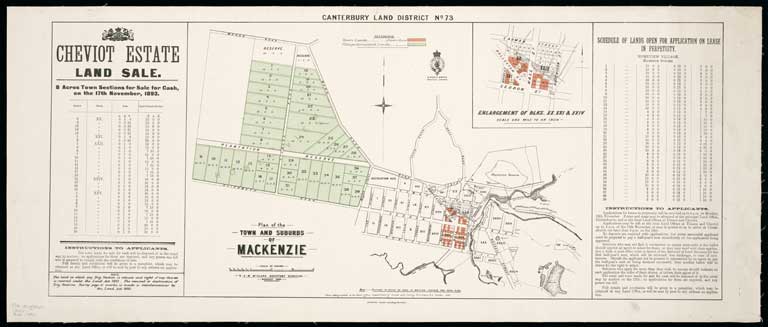 Canterbury Land District. No. 73 : plan of the town and suburbs of Mackenzie. 1893 