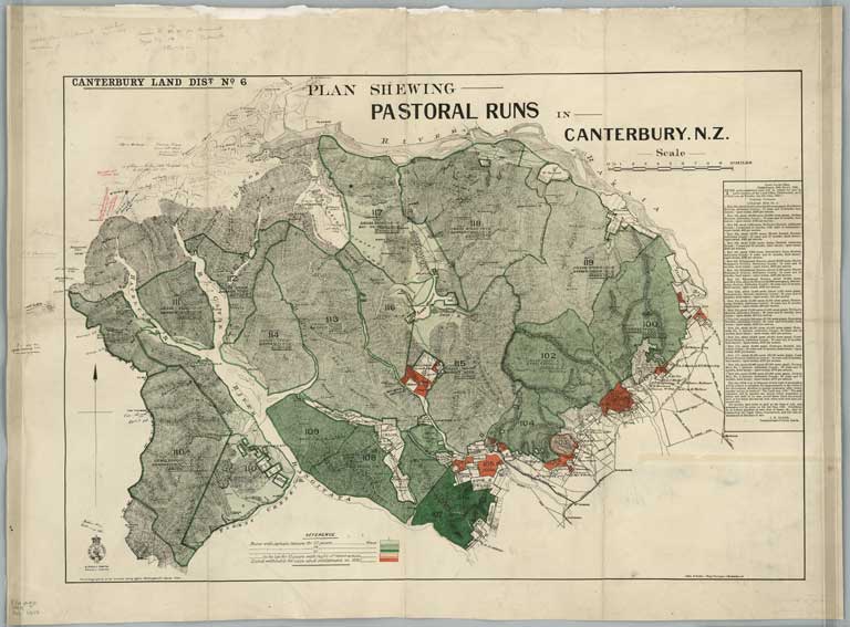 Canterbury Land District. No. 6 plan shewing pastoral runs in Canterbury N.Z. 1889 