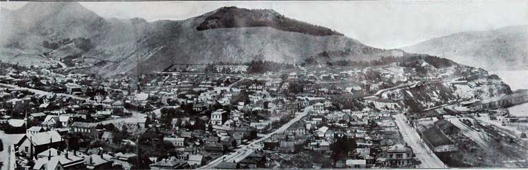 A panorama of the residential and business portion of Lyttelton.
