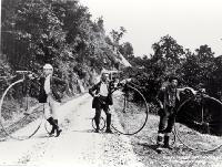 Members of the Pioneer Cycling Club, the Pioneers, on the West Coast Road - 1885 Detail