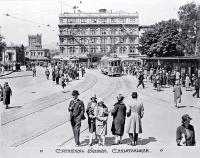 Trams in Cathedral Square, Christchurch [1931]