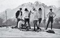 A ski party on Mt Sepastopol near the Hermitage, Mount Cook National Park 