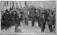 Unemployed men gather outside the Labour Bureau, Christchurch
[1914]