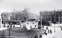 Cathedral Square looking east past the Godley Statue to Worcester Street, Christchurch, ca1918