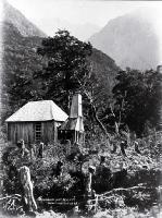 A roadman's hut at Bealey (near Klondyke Corner) near Arthurs Pass, ca 1880