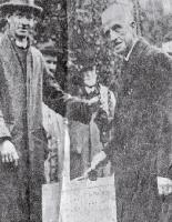 Robert Euing McDougall laying the foundation stone of the Art Gallery, Botanic Gardens, Christchurch, 1928