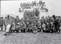 The Chatham Islands Jockey Club : Thomas Ritchie, President, seated in front, Tame Horomane Rehe (Tommy Solomon) at centre right. [1908]