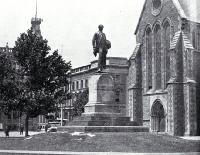 The statue of John Robert Godley, Cathedral Square, pictured in the Cathedral grounds [ca. 1930]