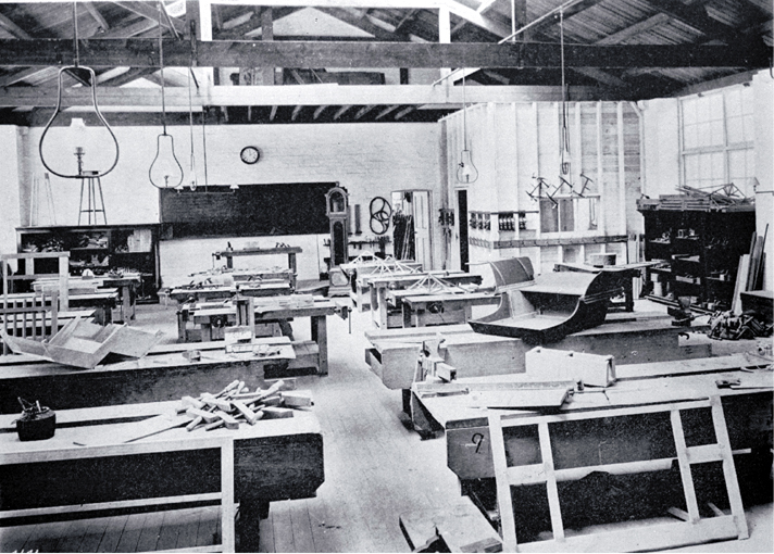 A carpentry workshop at the Christchurch Technical College 