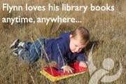 Flynn loves his library books anytime, anywhere... 