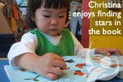 Christina enjoys finding stars in the book