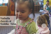 Ysabella dances at toddler time