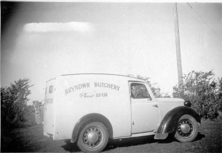 The 1948 Austin 8 delivery van used by the Bryndwr Butchery, Normans Road, Bryndwr