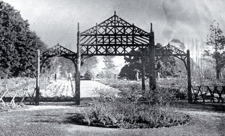 The entrance to the rose garden, Botanic Gardens (formerly Christchurch Domain) in its early stages 