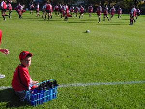 Jack acted as waterboy for the Crusaders at practice