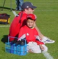 Jack acted as waterboy for the Crusaders at practice