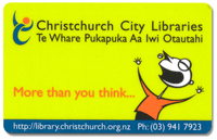 Christchurch City Libraries new card (August 2002)