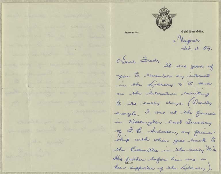 Image of Letter from Don Davis 24.4.59