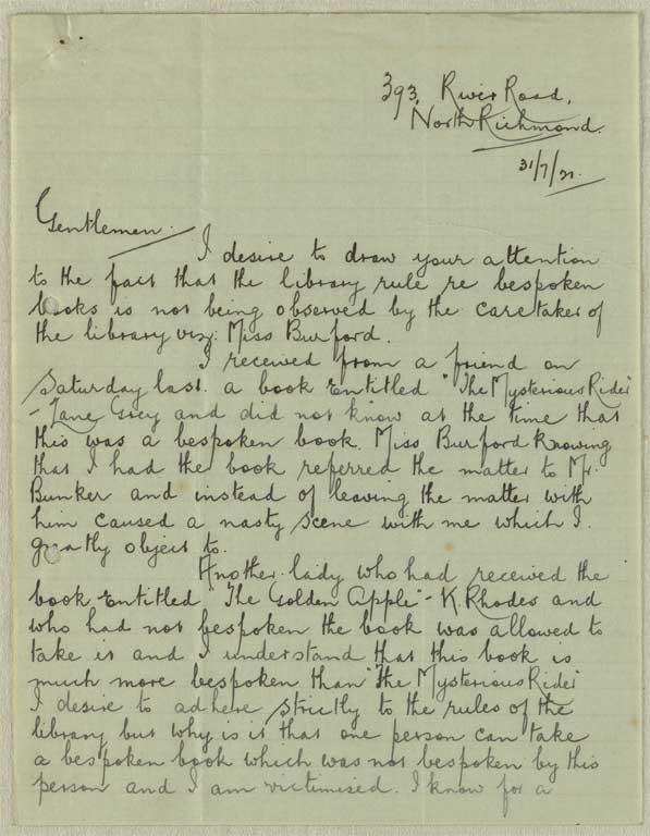 Image of Letter 31/7/21