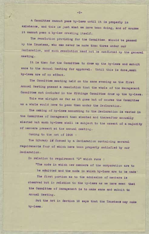 Image of Report re constitution of Library no date