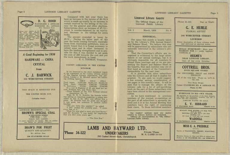 Image of Linwood Library Gazette March, 1936