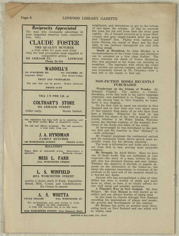 Image of Linwood Library Gazette April 1936