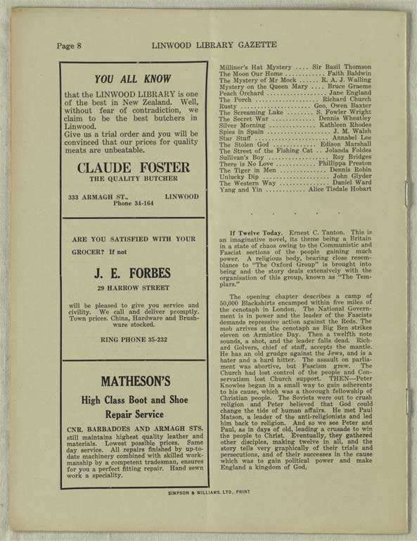 Image of Linwood Library Gazette April 1937