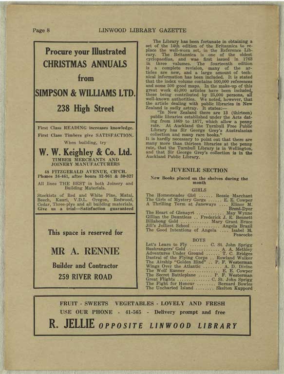 Image of Linwood Library Gazette November 1937