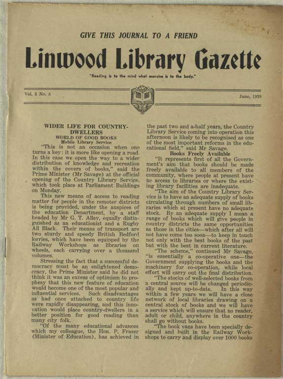 Image of Linwood Library Gazette June, 1938