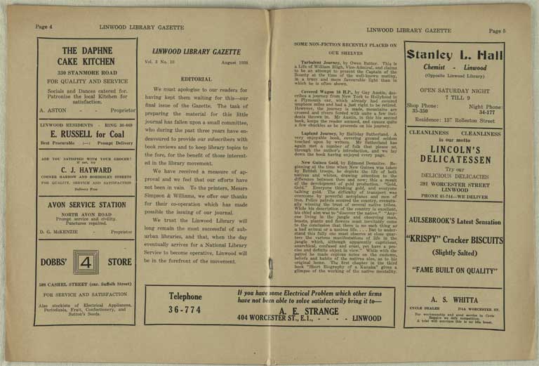 Image of Linwood Library Gazette Sept.-Oct. 1938