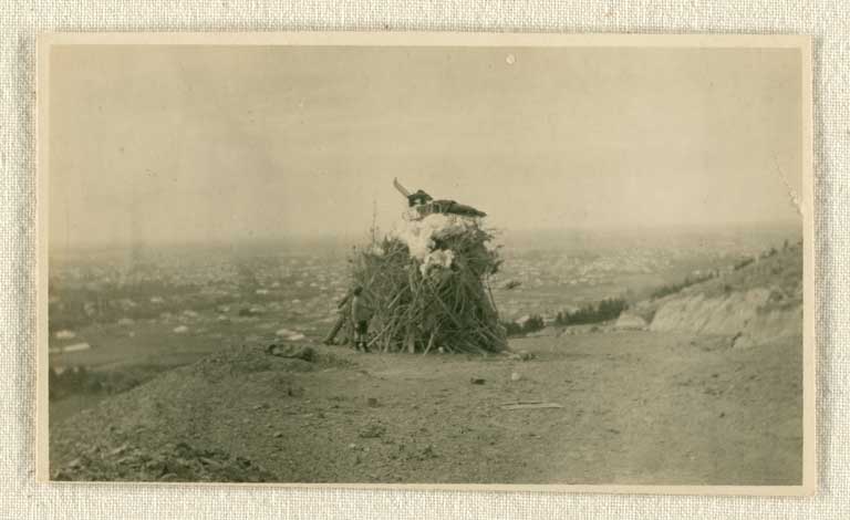 Image of 1918 Armistice bonfire 1918