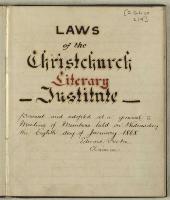 Thumbnail Image of Laws of the Christchurch Literary Institute