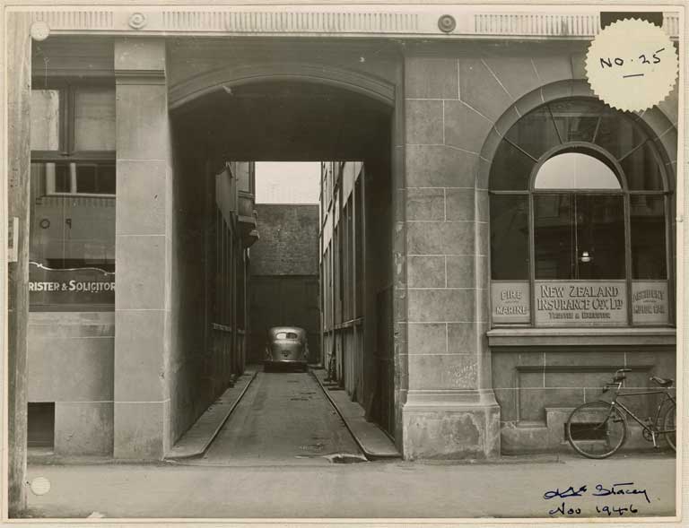 Image of No. 25. Photograph showing one of two rights-of-way serving the Wentworth, Hereford Street. 1946